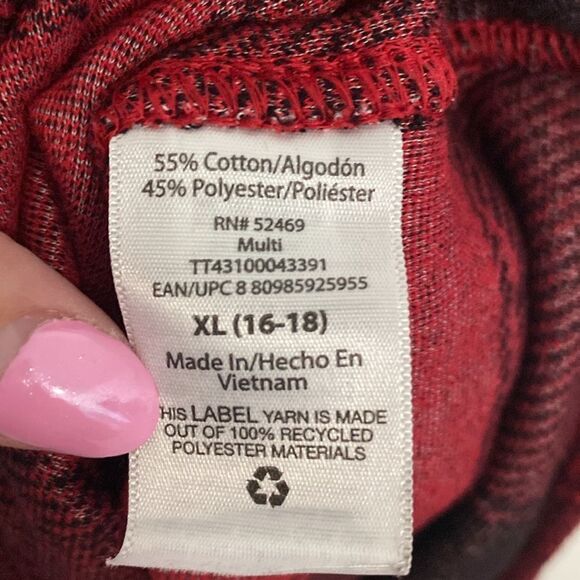 Time and Tru- red and black plaid soft over coat- Size XL - Picture 4 of 5